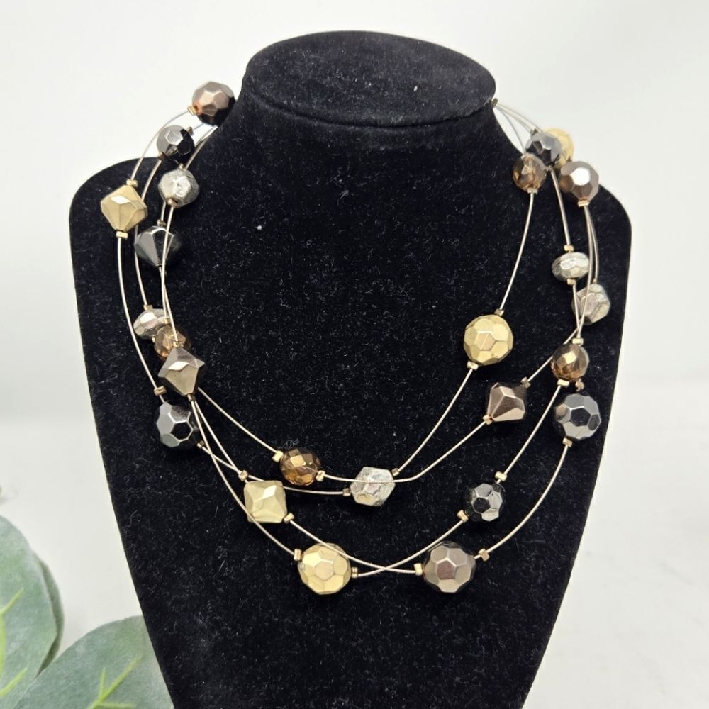 ‎CHICO'S Layered Beaded Necklace NWT